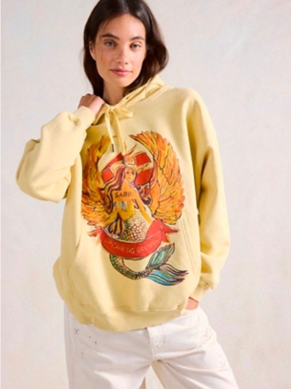 Sabbi Brenda Mermaid Yellow Graphic Hoodie Sweatshirt